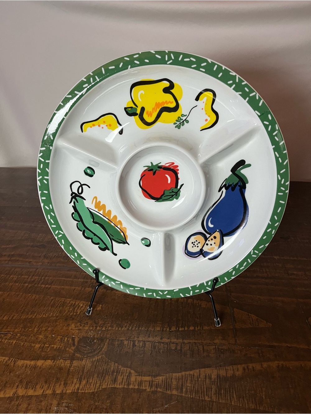 Lipper International Tom Prager Vintage Vegetable-Themed Divided Serving Tray -
